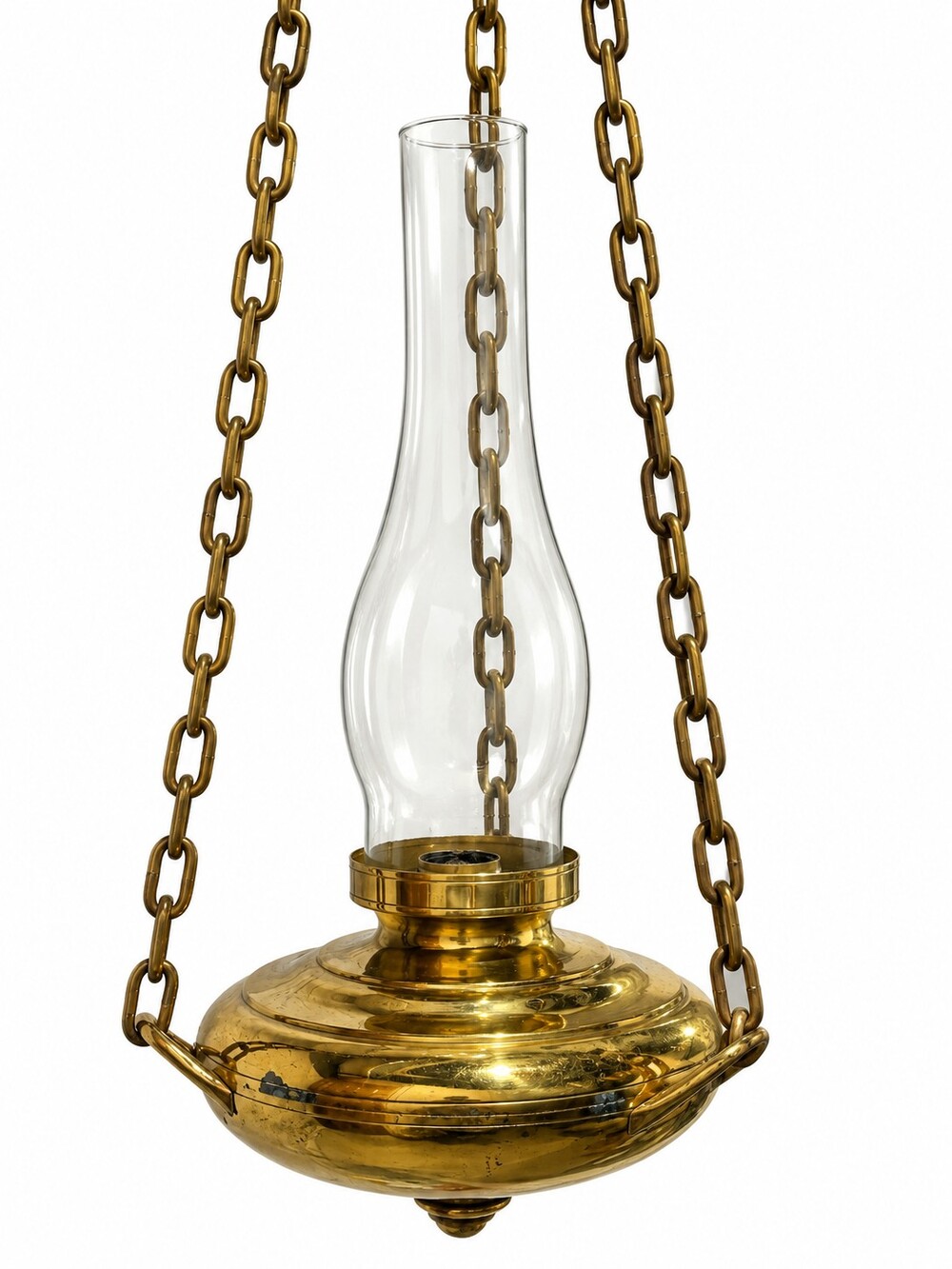 Victorian Antique Hanging Brass & Clean Glass Oil Light Style